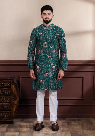Picture of Admirable Cotton Forest Green Kurtas