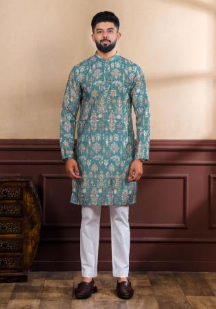 Picture of Appealing Cotton Light Steel Blue Kurtas