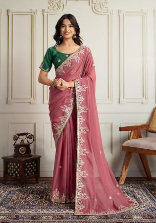Picture of Enticing Georgette Rosy Brown Saree