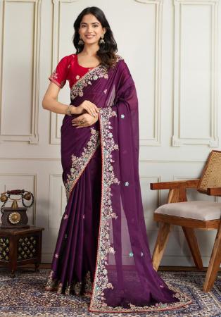 Picture of Admirable Georgette Purple Saree