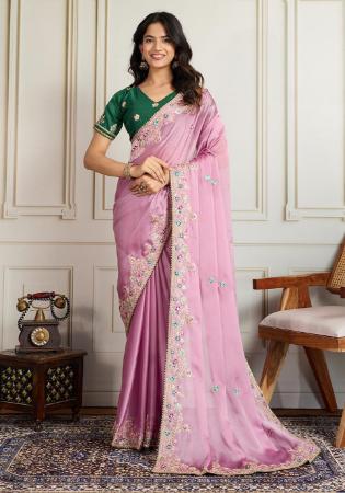 Picture of Statuesque Georgette Light Pink Saree