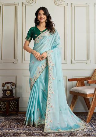 Picture of Fine Georgette Medium Sea Green Saree