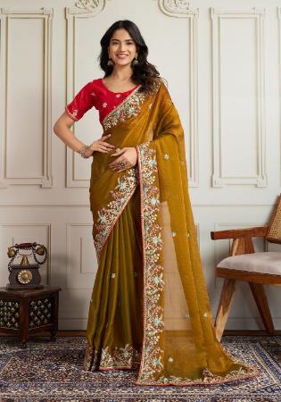 Picture of Marvelous Georgette Dark Golden Rod Saree