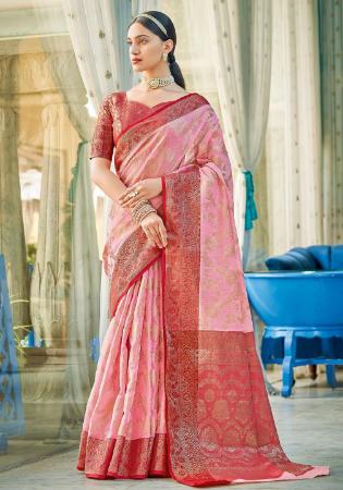 Picture of Exquisite Cotton & Linen Dark Salmon Saree