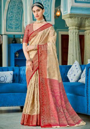Picture of Comely Cotton & Linen Tan Saree