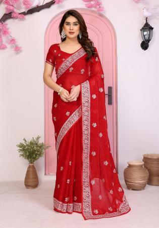 Picture of Wonderful Chiffon Crimson Saree