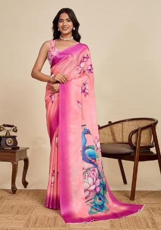 Picture of Pretty Chiffon Light Pink Saree