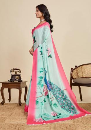Picture of Well Formed Chiffon Powder Blue Saree