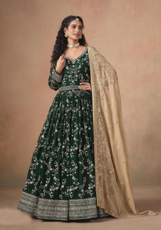 Picture of Marvelous Georgette Dark Green Party Wear Gown