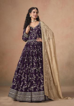 Picture of Splendid Georgette Saddle Brown Party Wear Gown