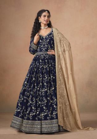 Picture of Pleasing Georgette Midnight Blue Party Wear Gown