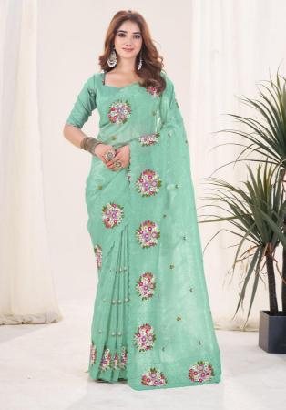 Picture of Pretty Chiffon Dark Sea Green Saree