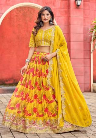 Picture of Pleasing Silk Orange Lehenga Choli