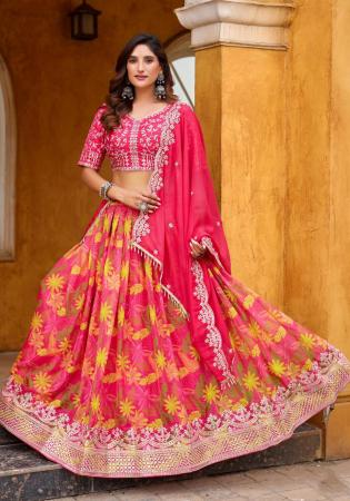 Picture of Appealing Silk Hot Pink Lehenga Choli