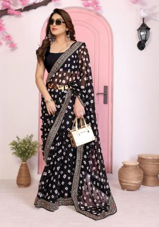 Picture of Ideal Georgette Black Saree
