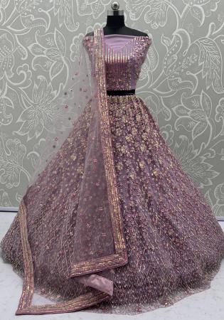 Picture of Elegant Net Plum Lehenga Choli