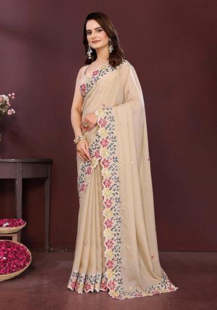 Picture of Sightly Georgette & Silk Tan Saree
