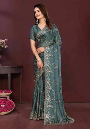 Picture of Wonderful Georgette & Silk Slate Grey Saree