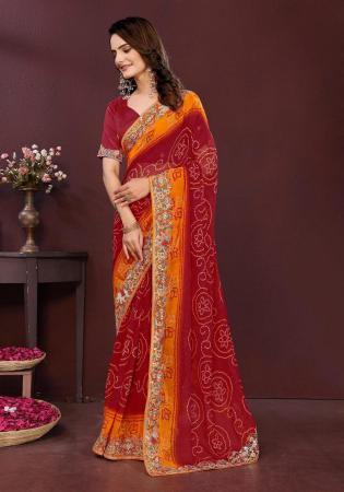Picture of Pretty Georgette Maroon Saree