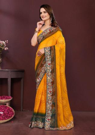 Picture of Amazing Georgette Orange Saree