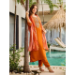 Picture of Bewitching Rayon Orange Red Readymade Salwar Kameez