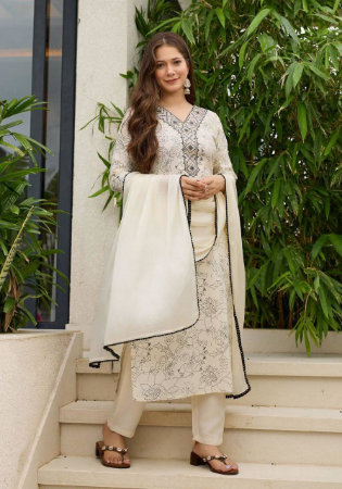 Picture of Nice Rayon Off White Readymade Salwar Kameez