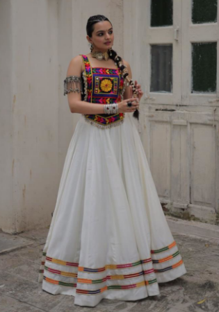 Picture of Elegant Silk White Readymade Lehenga Choli