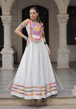 Picture of Magnificent Silk White Readymade Lehenga Choli