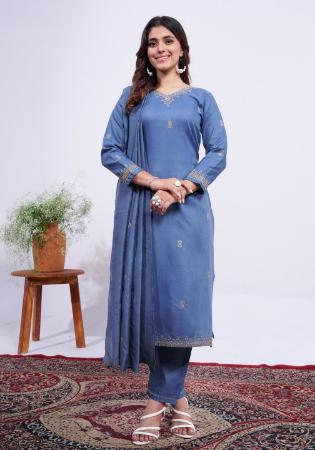 Picture of Rayon Light Slate Grey Readymade Salwar Kameez