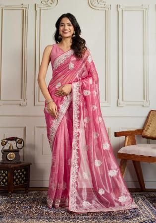 Picture of Sightly Net Pale Violet Red Saree
