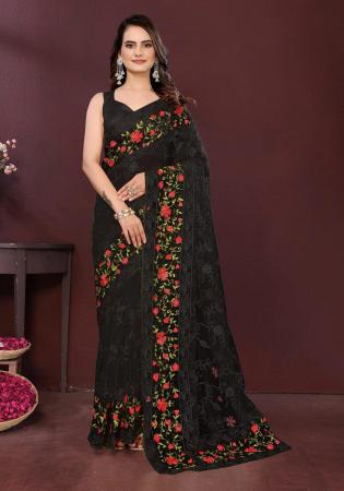 Picture of Alluring Net Black Saree