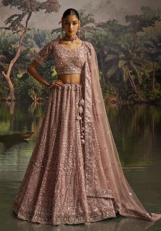 Picture of Grand Net Dark Olive Green Lehenga Choli