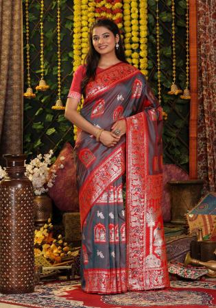 Picture of Shapely Silk Dim Gray Saree