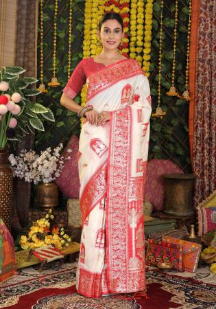 Picture of Bewitching Silk White Saree