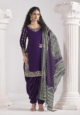 Picture of Silk Midnight Blue Straight Cut Salwar Kameez
