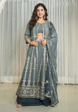Picture of Ravishing Georgette Slate Grey Readymade Salwar Kameez