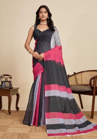 Picture of Elegant Linen Black Saree