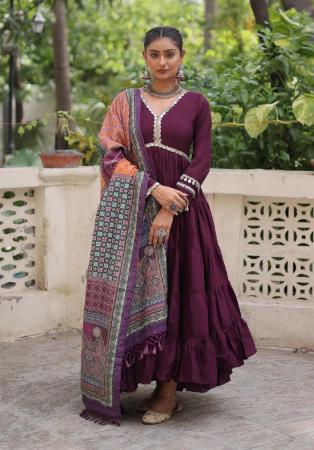 Picture of Elegant Silk Dark Olive Green Readymade Gown