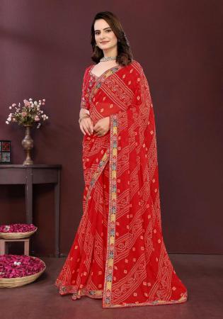 Picture of Superb Georgette Fire Brick Saree