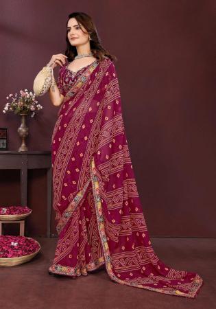 Picture of Enticing Georgette Saddle Brown Saree