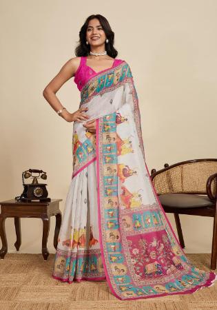 Picture of Exquisite Linen Off White Saree