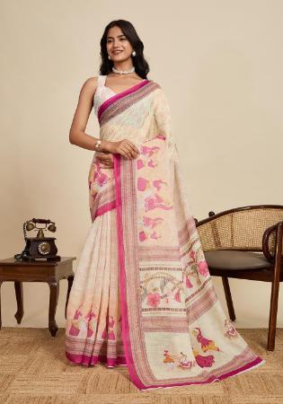 Picture of Pretty Linen Burly Wood Saree