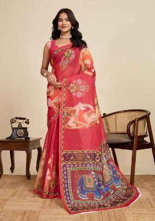 Picture of Amazing Linen Maroon Saree