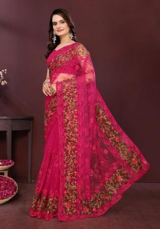 Picture of Marvelous Net Medium Violet Red Saree