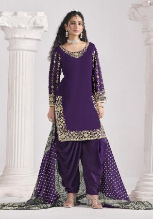 Picture of Charming Silk Purple Straight Cut Salwar Kameez