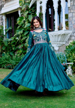 Picture of Marvelous Silk Navy Blue Readymade Gown