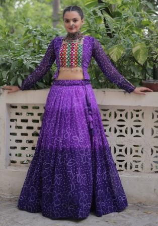 Picture of Sightly Georgette Slate Blue Readymade Lehenga Choli