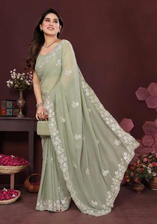 Picture of Grand Georgette Dark Grey Saree