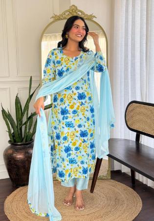 Picture of Silk Light Steel Blue Readymade Salwar Kameez