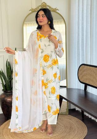Picture of Pretty Silk Off White Readymade Salwar Kameez
